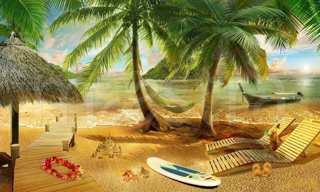 Фотообои Морской пляж с пальмами